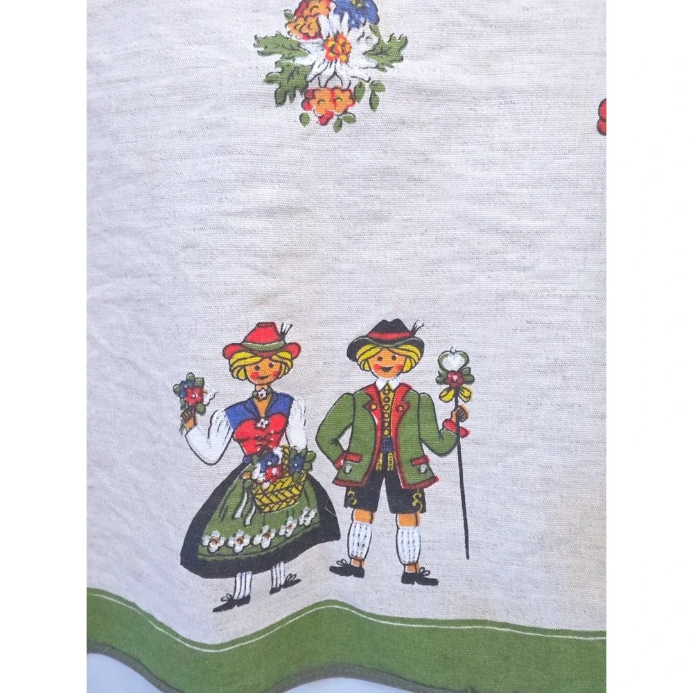 Vintage‎ Nagel Piepmatz West Germany Folk Art Placemat Linen Blend Green 24x24